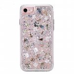 Wholesale iPhone 8 Plus / 7 Plus / 6S Plus / 6 Plus Luxury Glitter Dried Natural Flower Petal Clear Hybrid Case (Silver Pearl)